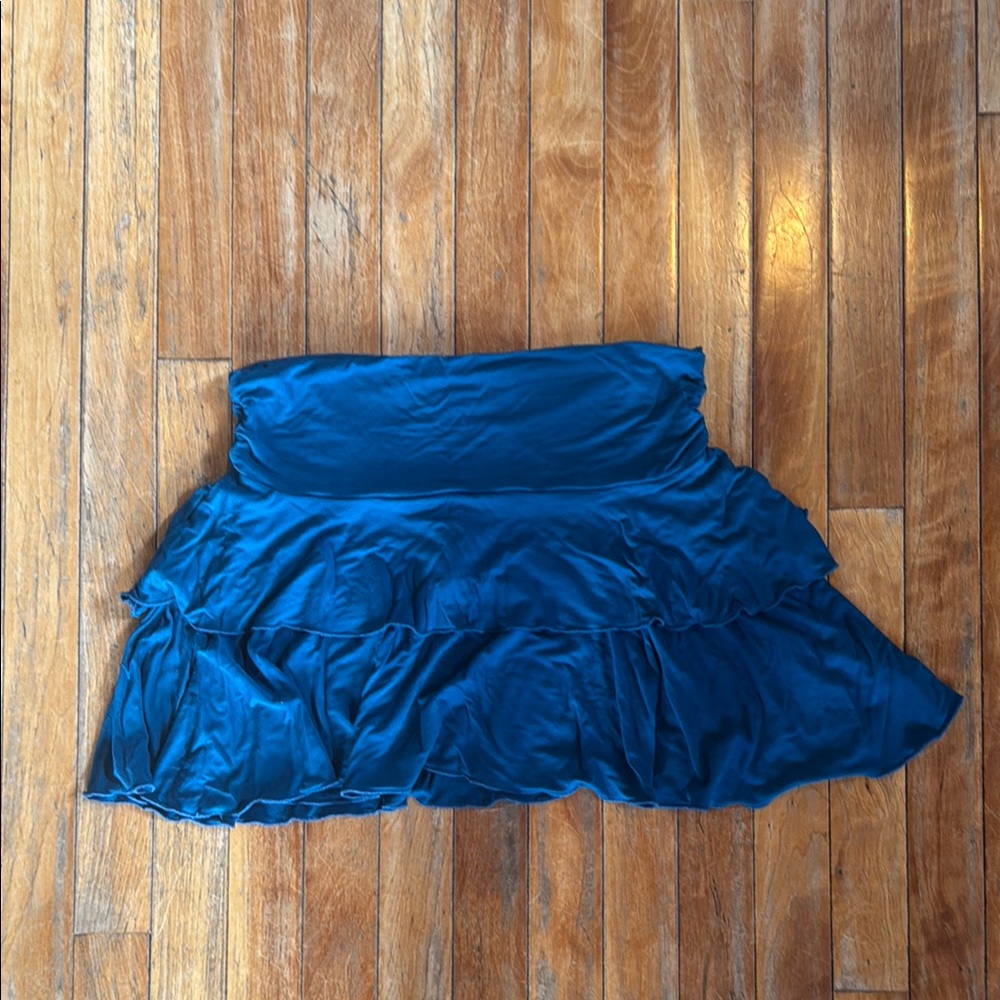 Teal Blue Ruffled Mini Skirt